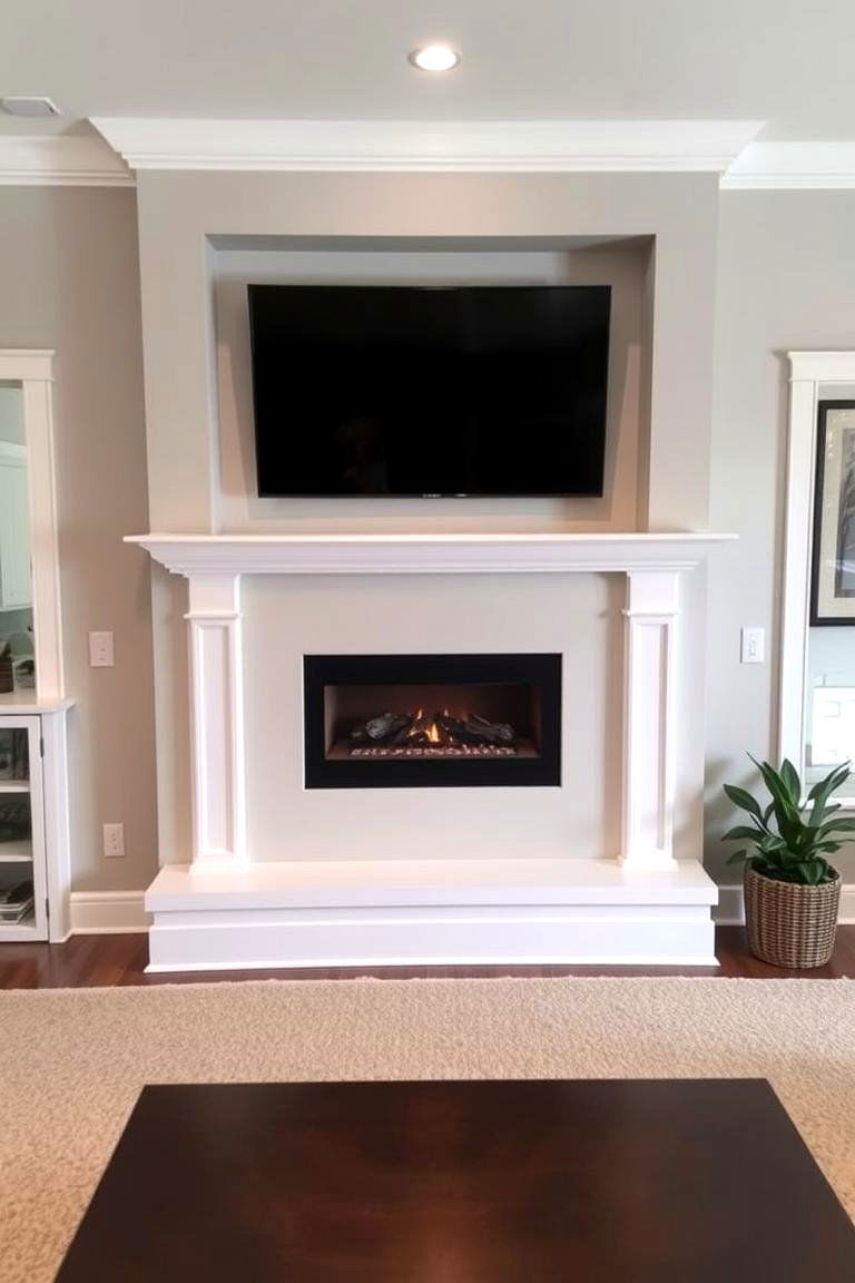 White Fireplace with Integrated TV Niche - 24 White Fireplace Ideas