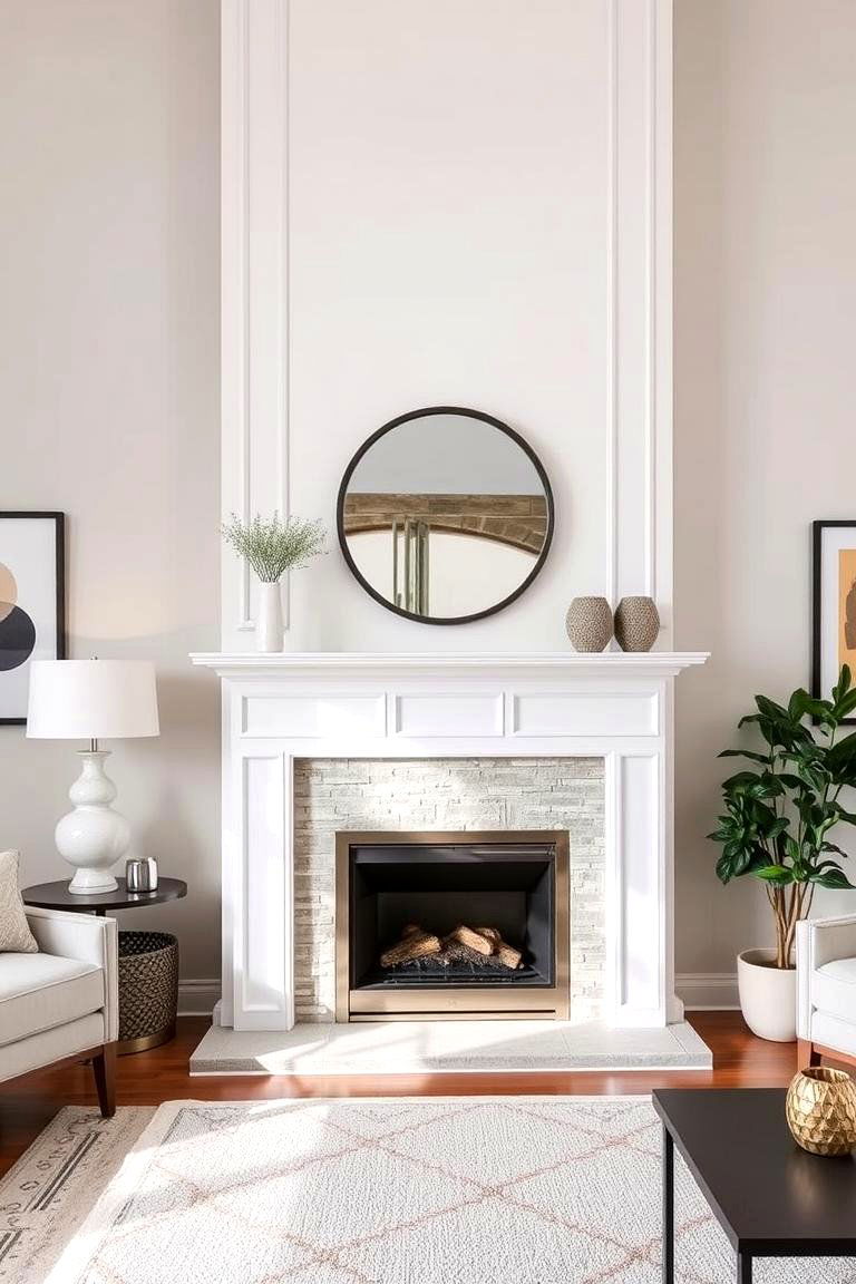 White Fireplace with Stone Accents - 24 White Fireplace Ideas