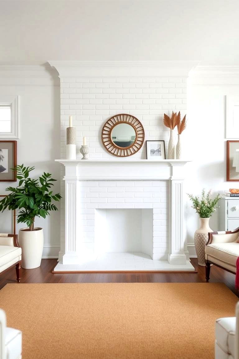 White Fireplace with Subway Tile Surround - 24 White Fireplace Ideas