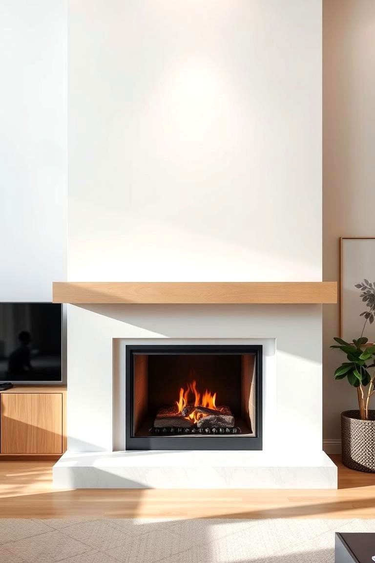 White Fireplace with a Floating Mantel - 24 White Fireplace Ideas