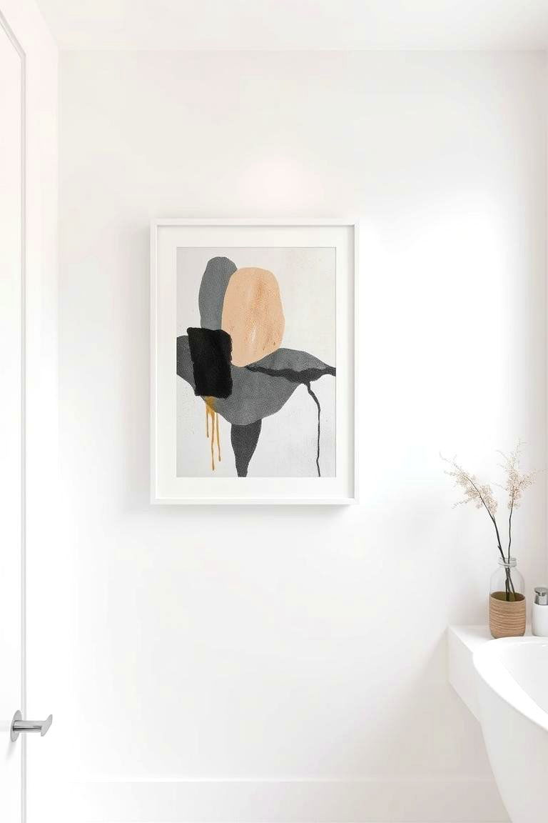 White Framed Art - 24 White Bathroom Ideas