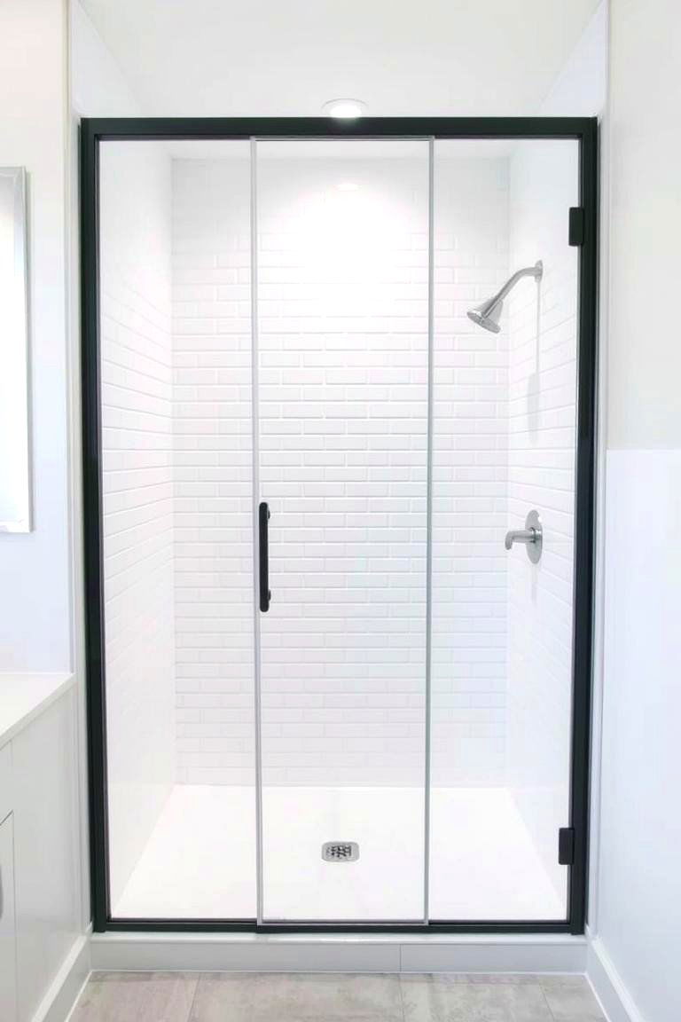 White Frameless Shower Enclosure - 24 White Bathroom Ideas