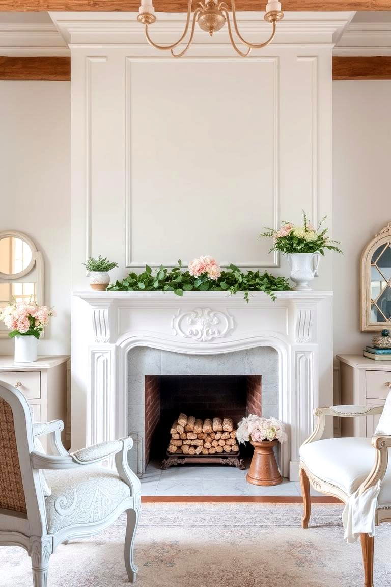 White French Country Fireplace - 24 French Country Fireplace Ideas
