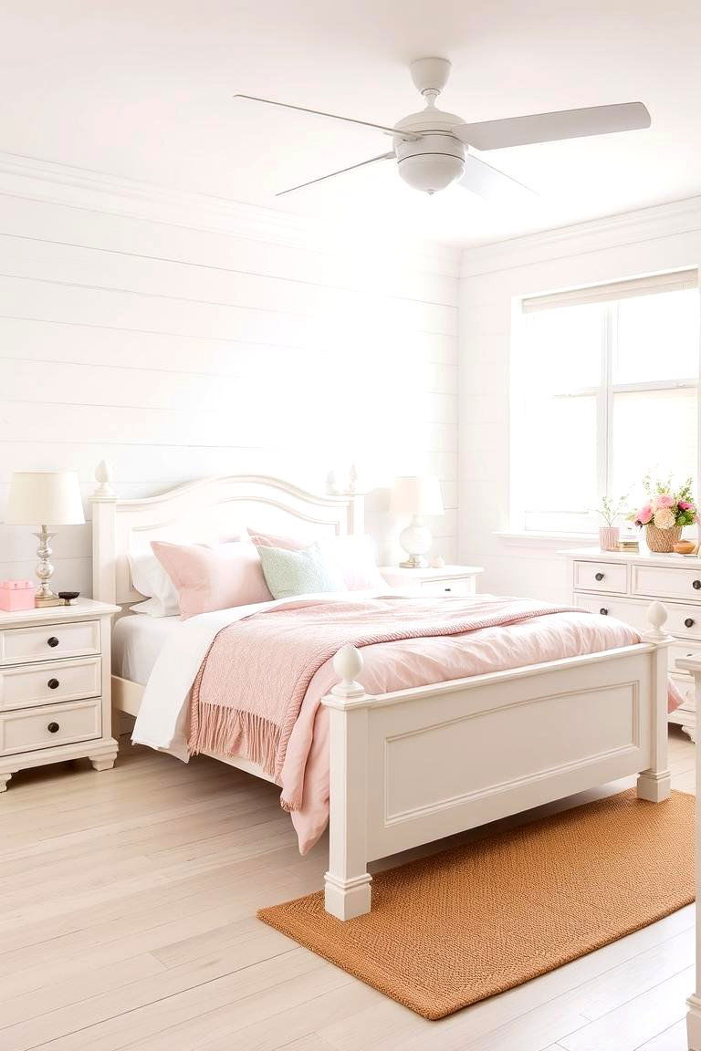 White Furniture with Pink Bedding - 24 Pink and White Bedroom Ideas