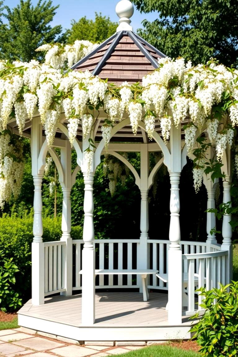 White Gazebo or Pergola - 24 White Garden Design Ideas