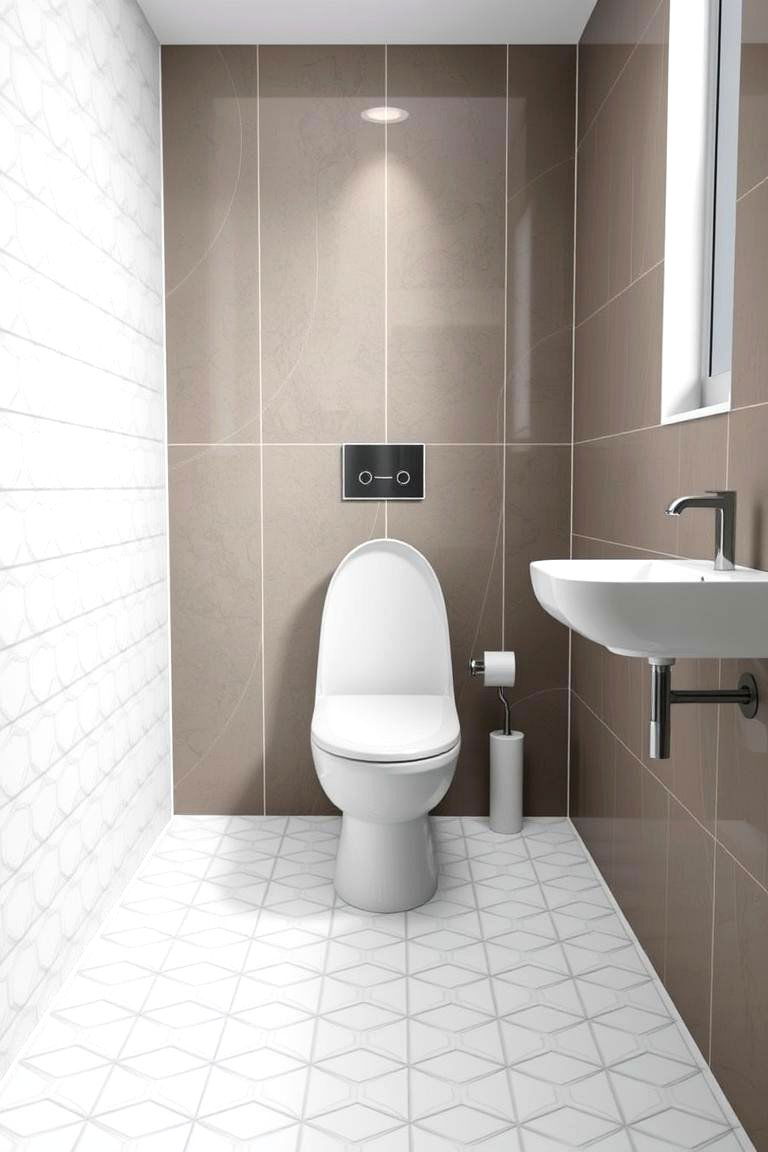 White Geometric Patterned Tiles for a Modern Twist - 24 White Tile Bathroom Ideas