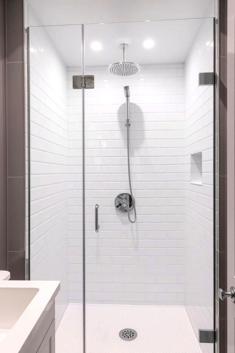 White Glass Tiles for a Sleek and Reflective Surface - 24 White Tile Bathroom Ideas