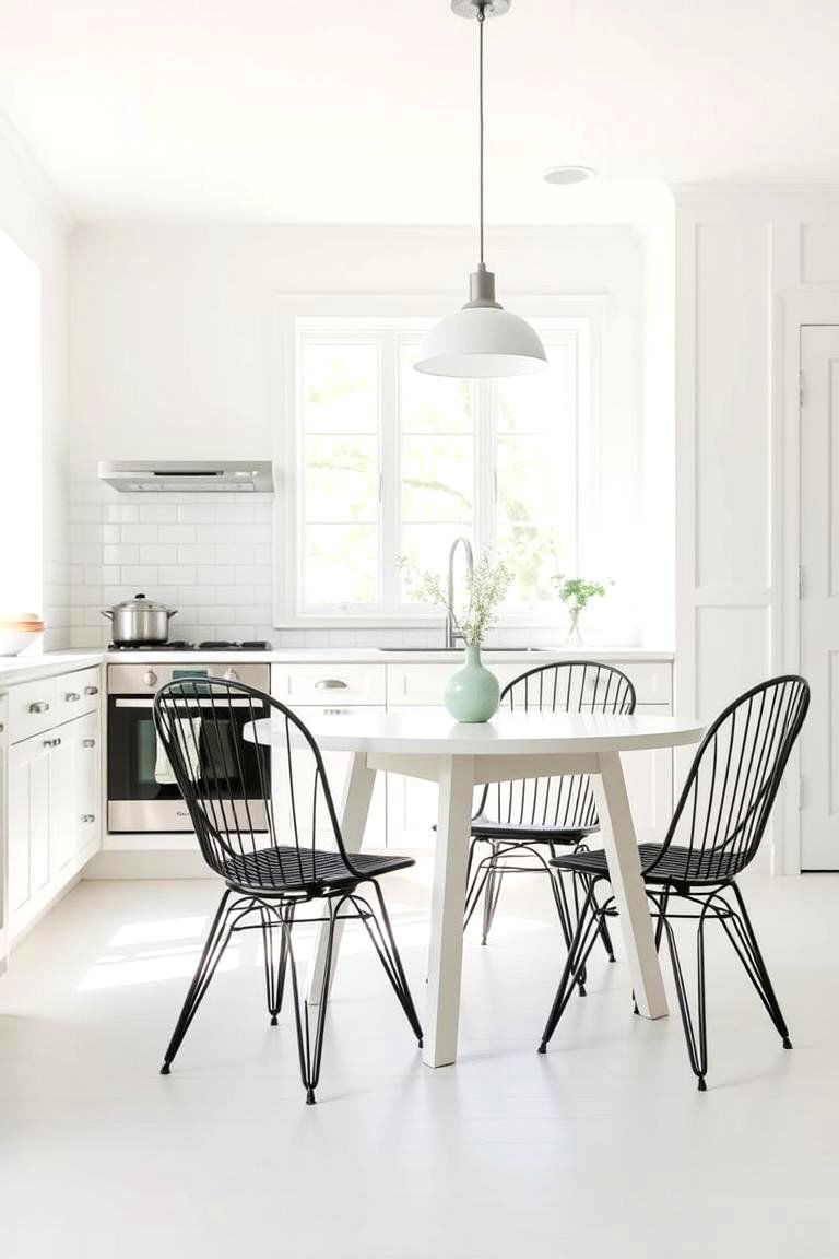White Kitchen Table with Black Chairs - 24 White Kitchen with Black Appliances Ideas