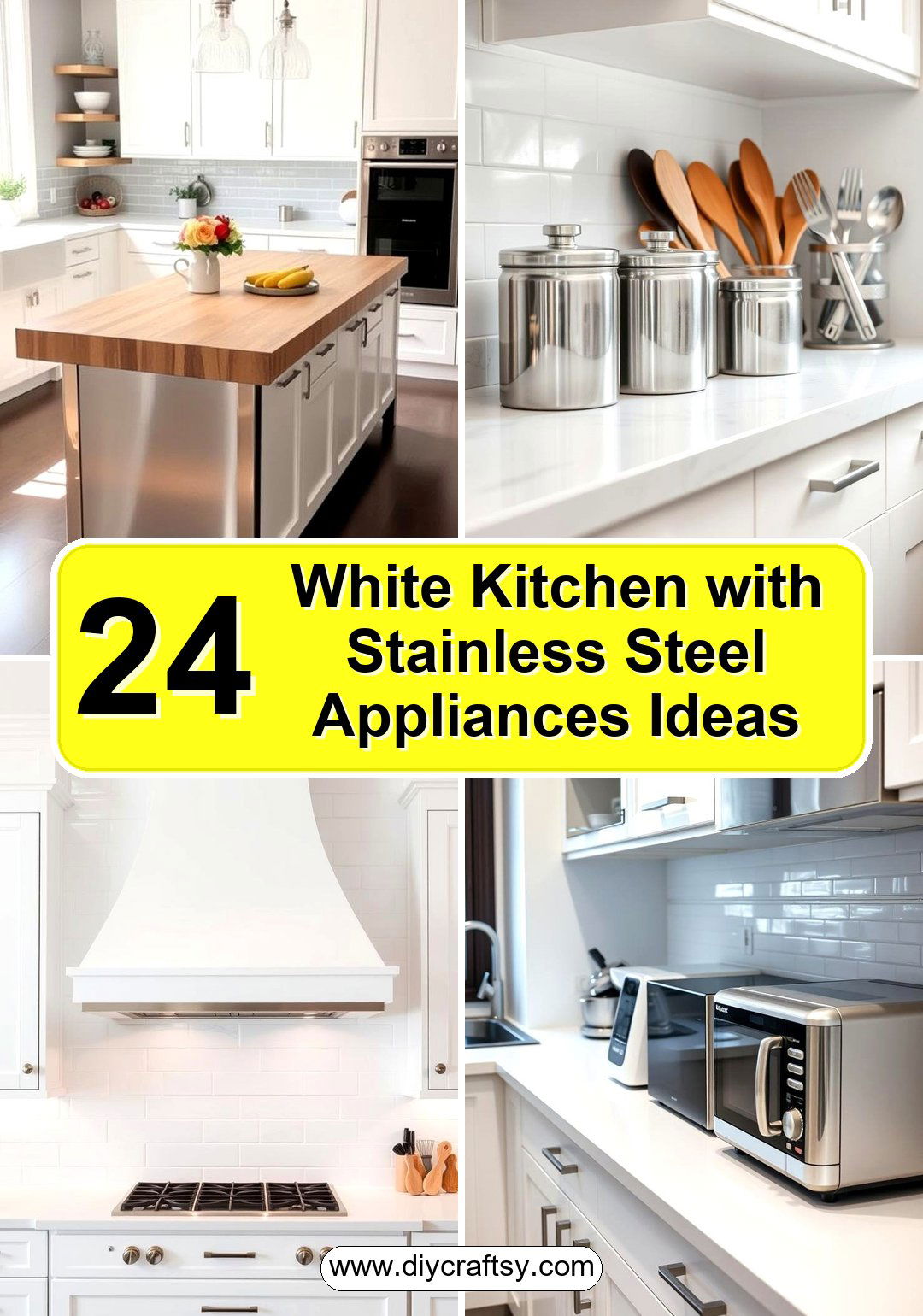 White Kitchen with Stainless Steel Appliances Ideas