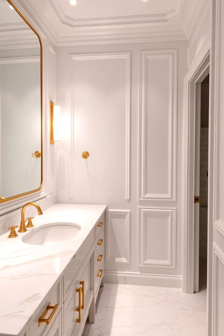 White Marble with Gold Veins - 24 White and Gold Bathroom Ideas