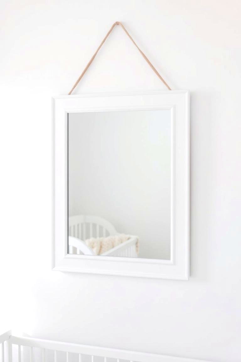 White Mirror to Enhance Light and Space - 24 White Nursery Ideas