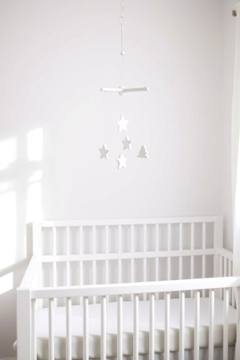 White Mobile with Gentle Movement - 24 White Nursery Ideas