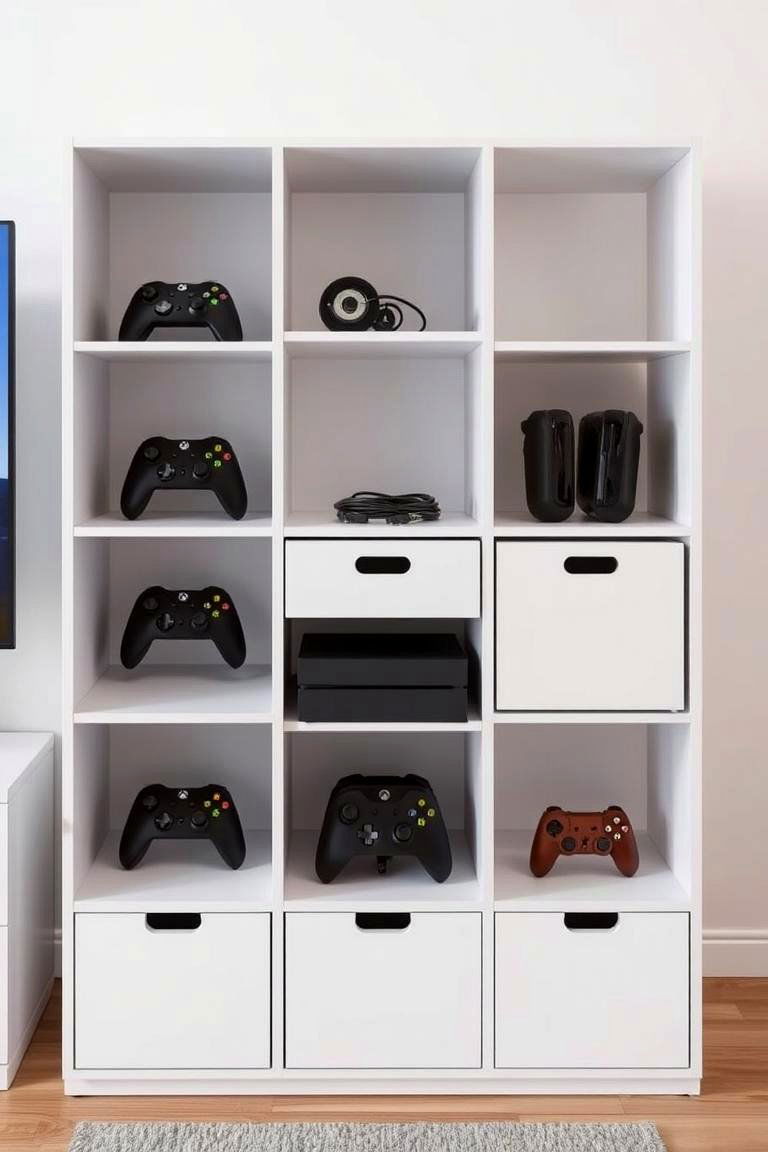 White Modular Storage Unit - 24 All White Gaming Setup Ideas