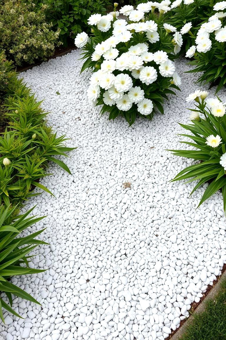 White Mulch or Ground Cover - 24 White Garden Design Ideas