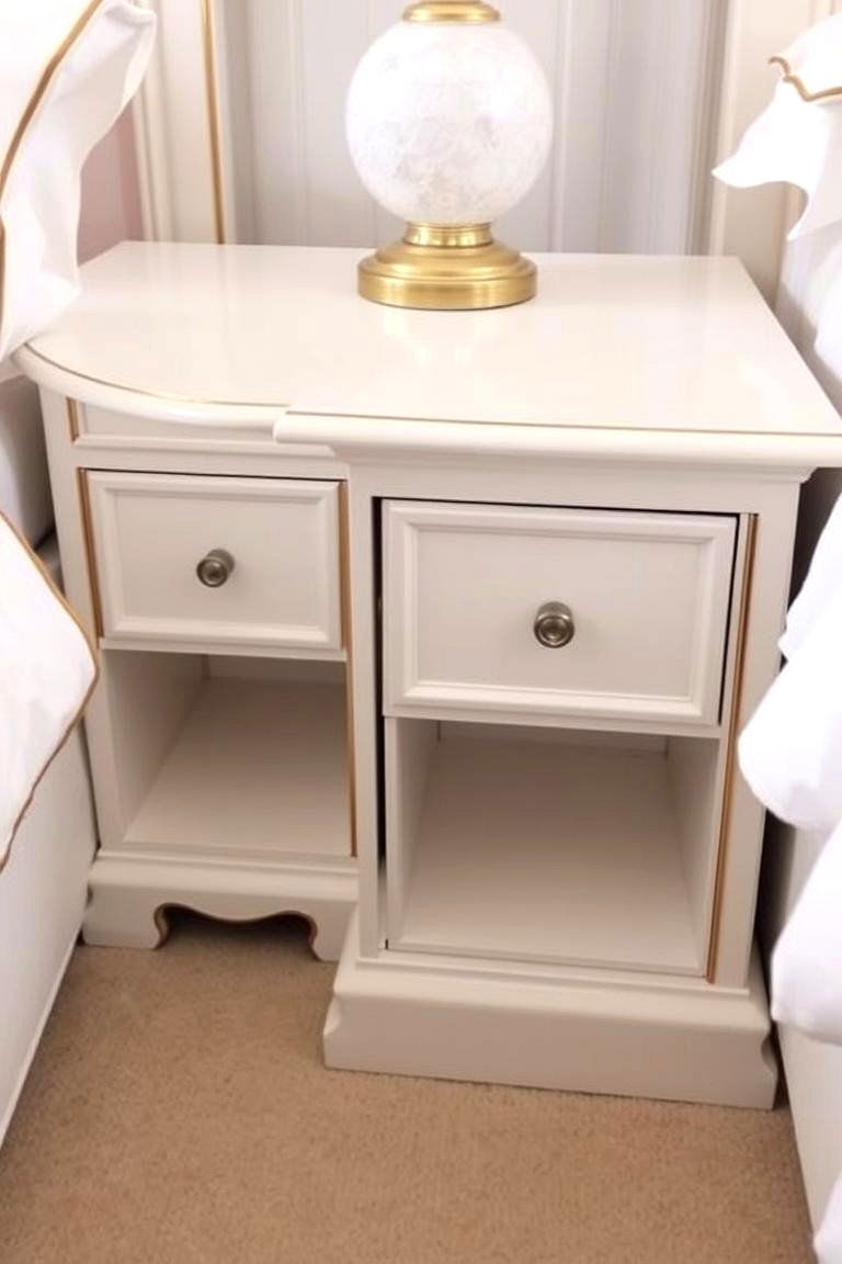White Nightstands with Gold Detailing - 24 White and Gold Bedroom Ideas