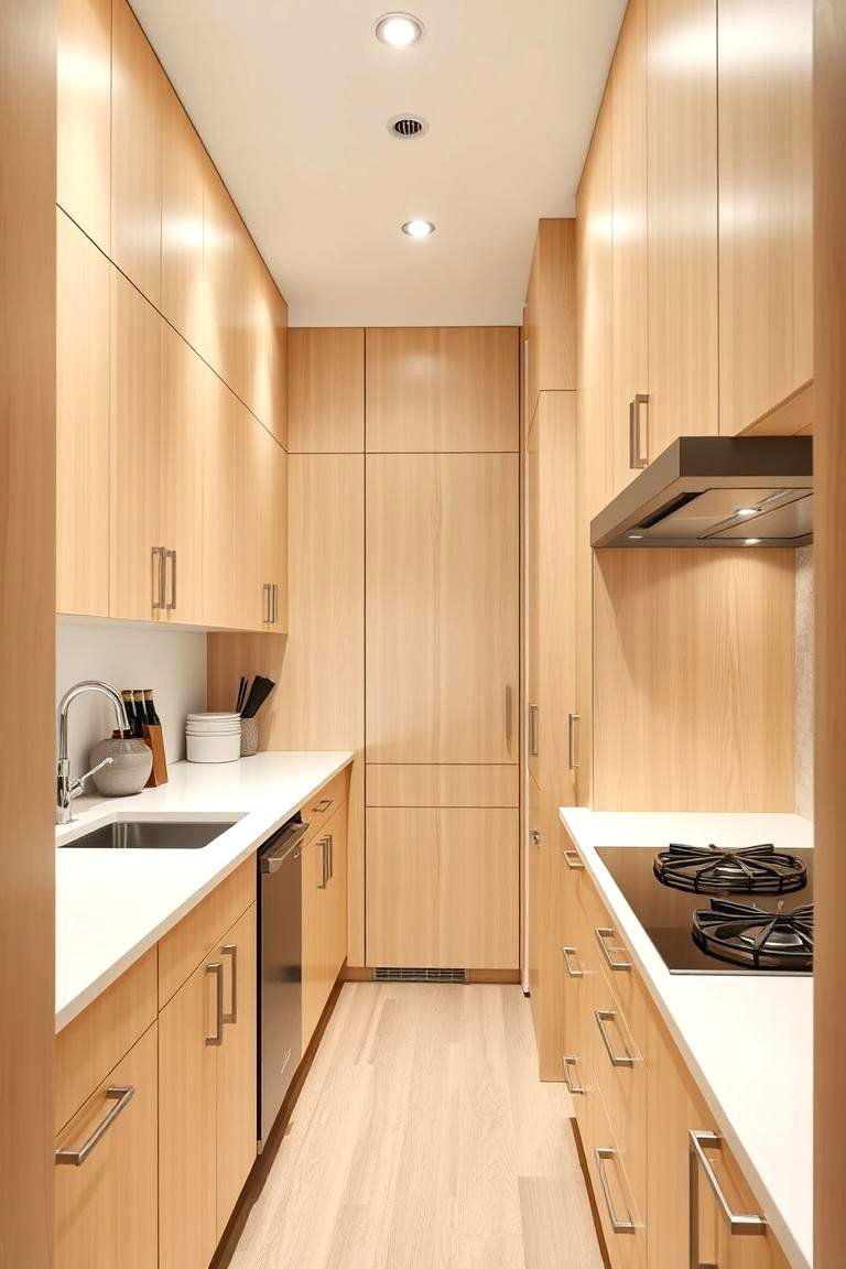 White Oak Cabinets in a Galley Kitchen - 24 Kitchens With White Oak Cabinets