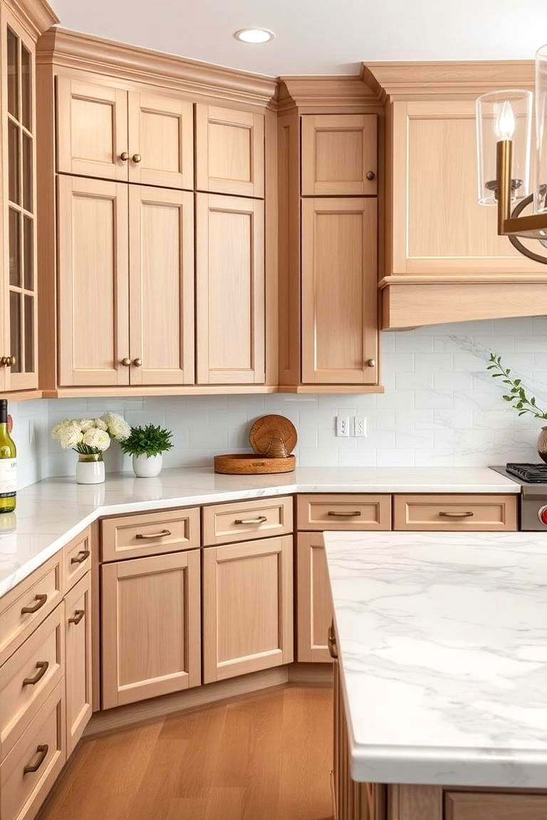 White Oak Cabinets with Marble Countertops - 24 Kitchens With White Oak Cabinets
