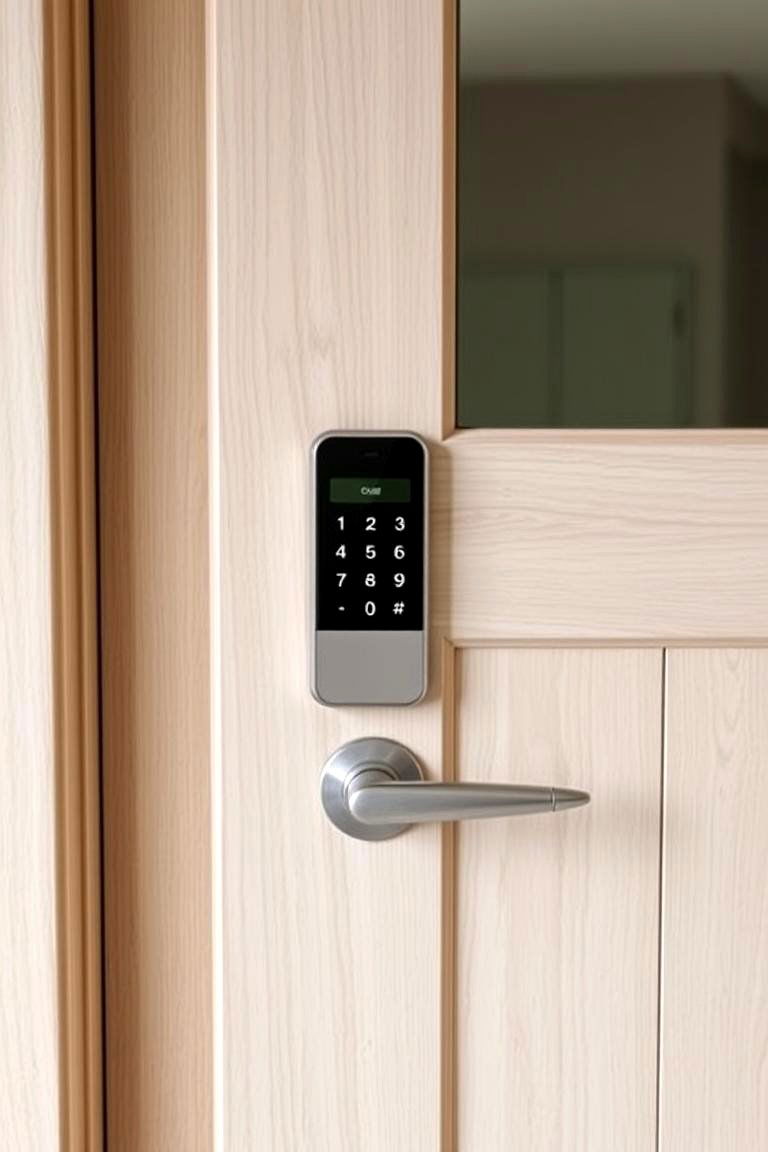 White Oak Door with Integrated Smart Lock - 24 White Oak Front Door Ideas
