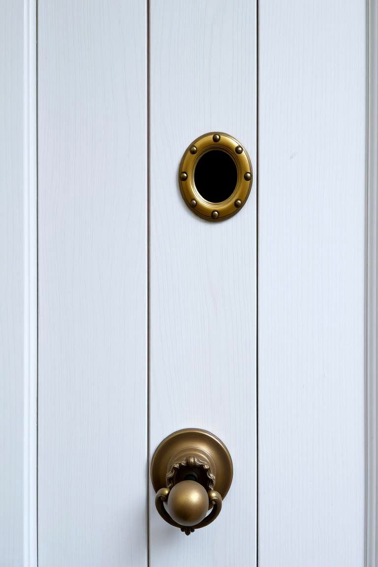 White Oak Door with a Peep Hole and Knocker - 24 White Oak Front Door Ideas