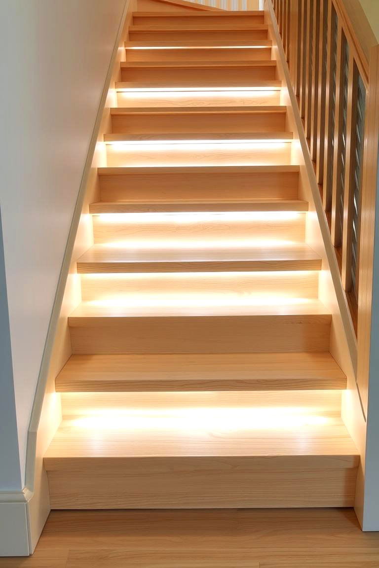 White Oak Staircase with Integrated Lighting - 24 White Oak Staircase Ideas