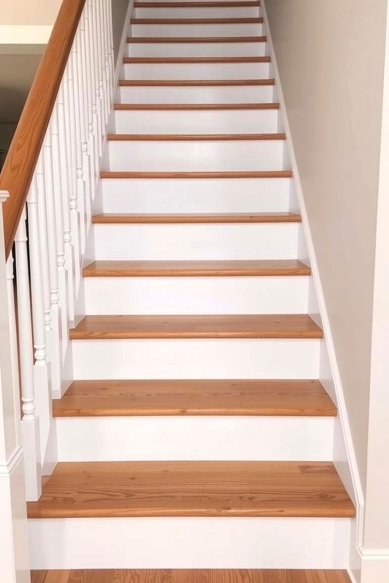 White Oak Staircase with Painted Risers - 24 White Oak Staircase Ideas