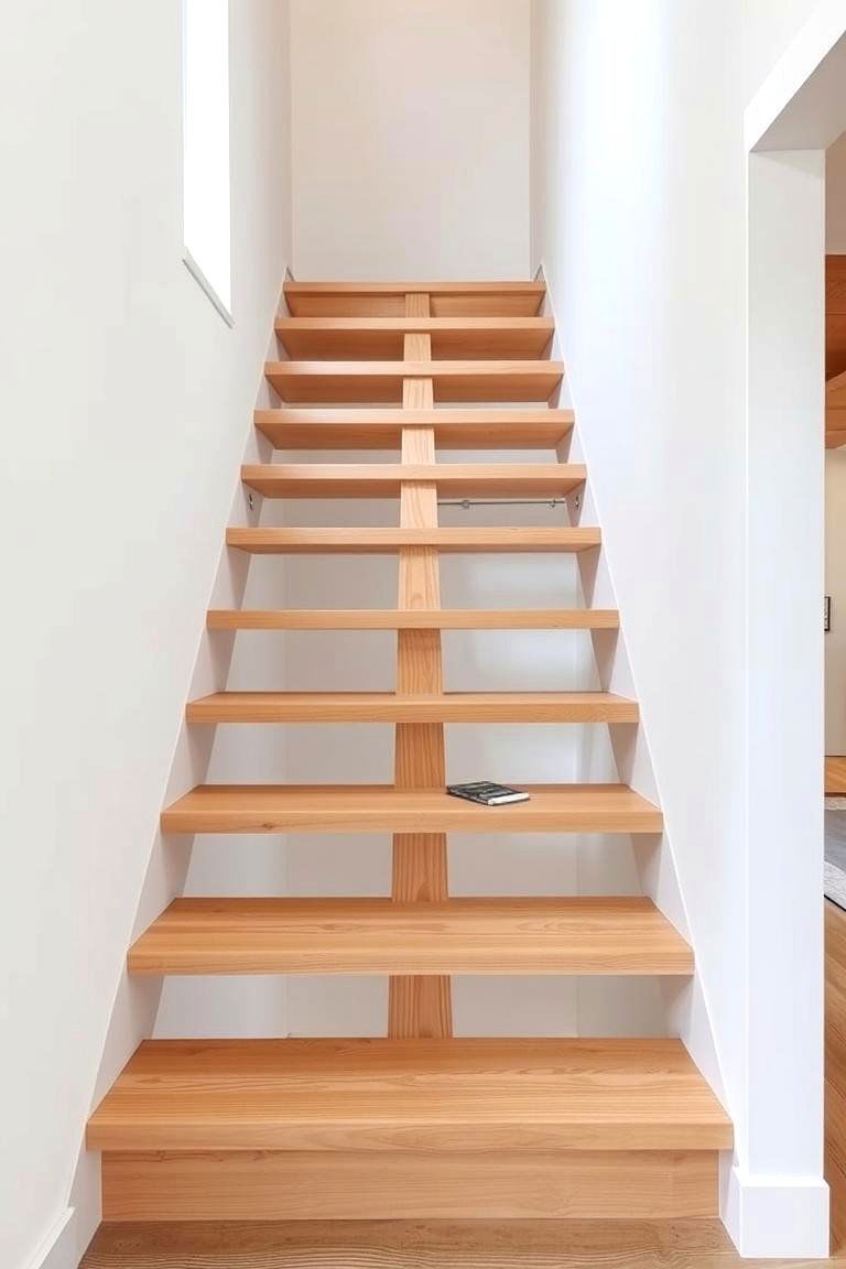 White Oak Staircase with a Central Stringer - 24 White Oak Staircase Ideas