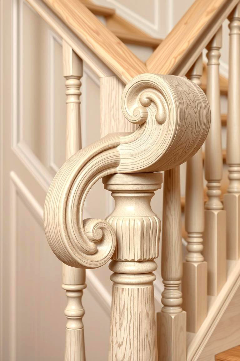 White Oak Staircase with a Decorative Handrail - 24 White Oak Staircase Ideas