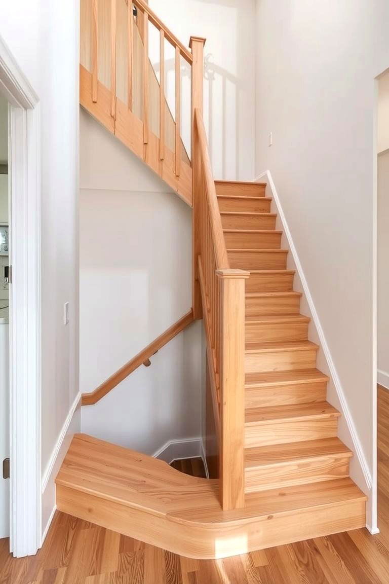White Oak Staircase with a Half Turn - 24 White Oak Staircase Ideas