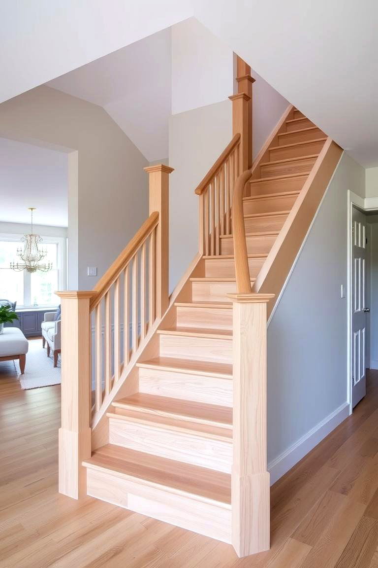 White Oak Staircase with a Matching Landing - 24 White Oak Staircase Ideas