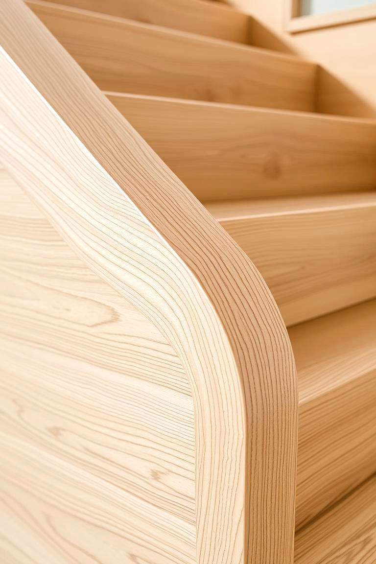 White Oak Staircase with a Waterfall Edge - 24 White Oak Staircase Ideas