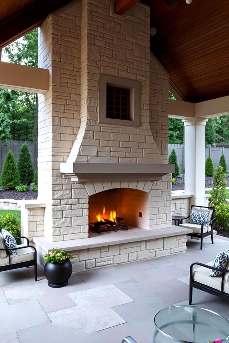 White Outdoor Fireplace - 24 White Fireplace Ideas