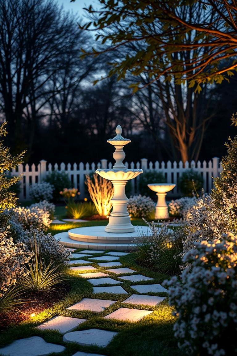 White Outdoor Lighting - 24 White Garden Design Ideas