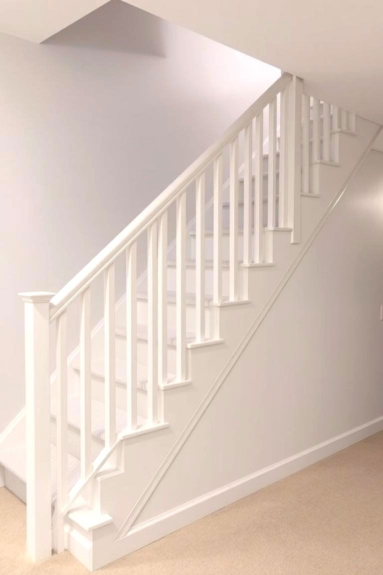 White Painted Stairs - 24 Basement Stair Ideas