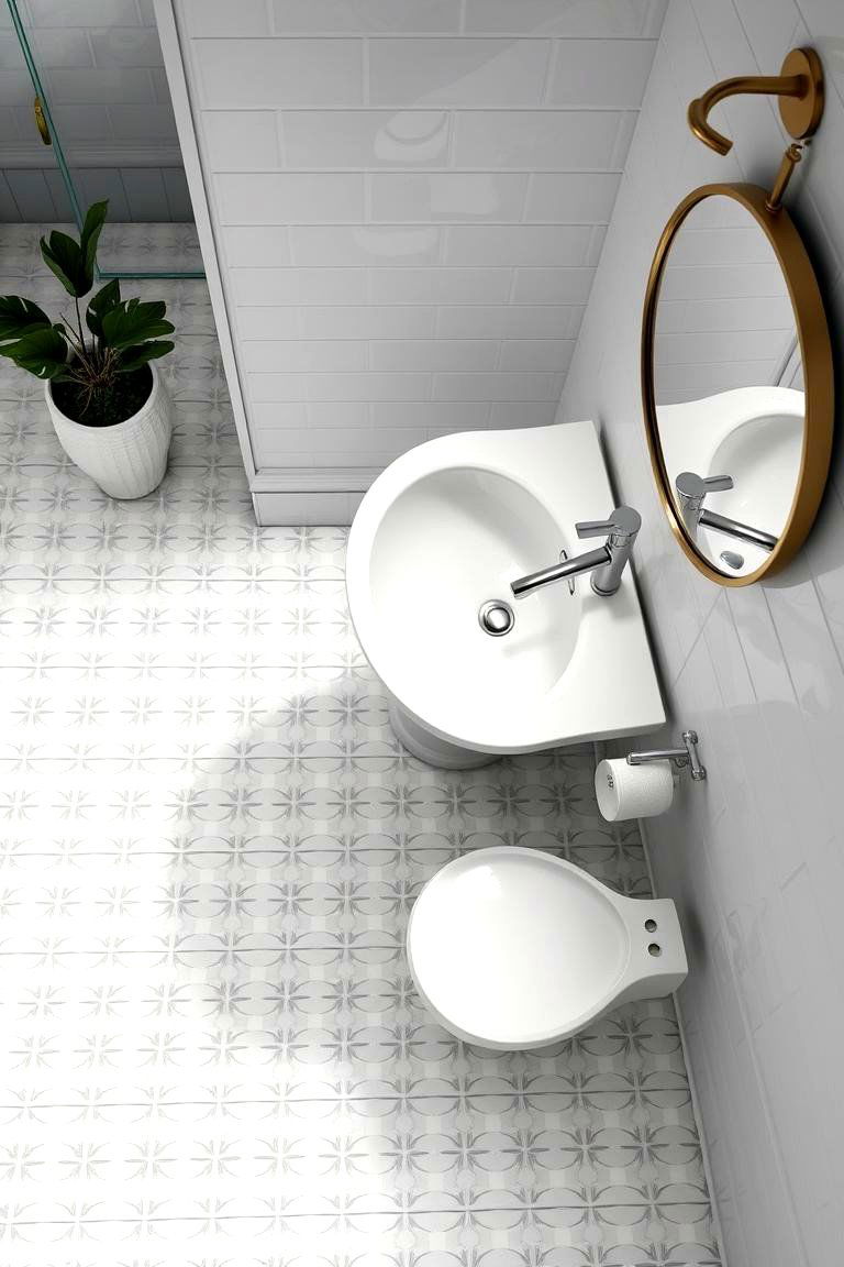 White Patterned Floor Tiles for a Statement - 24 White Tile Bathroom Ideas