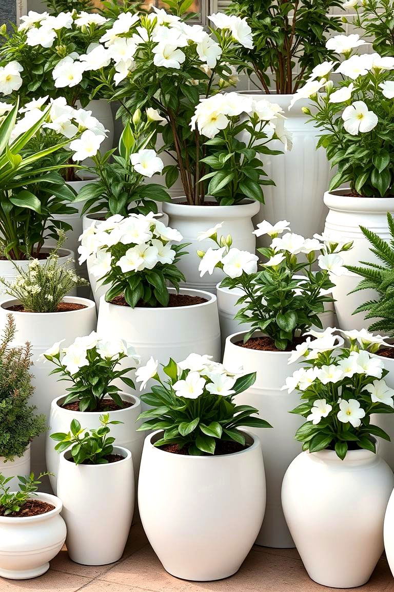 White Planters and Containers - 24 White Garden Design Ideas