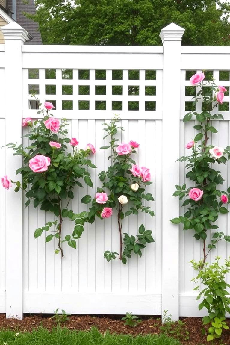 White Privacy Fence with Lattice Accents - 24 White Privacy Fence Ideas