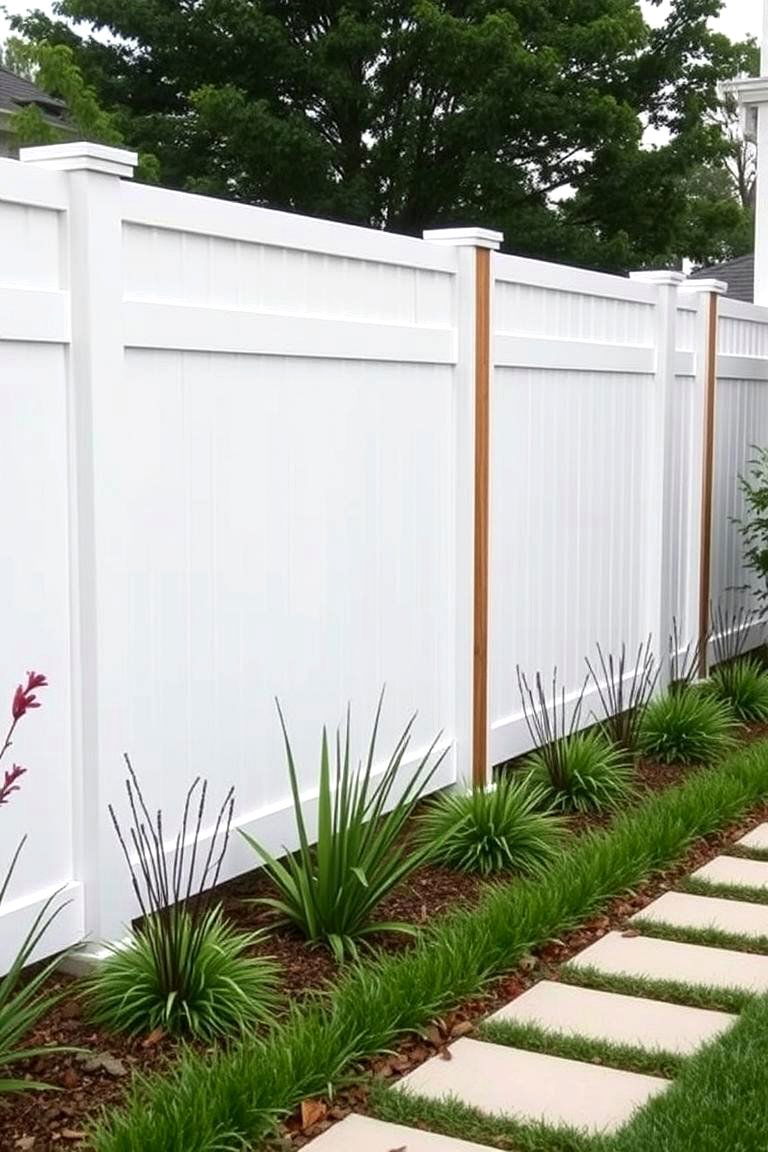 White Privacy Fence with Mixed Materials - 24 White Privacy Fence Ideas