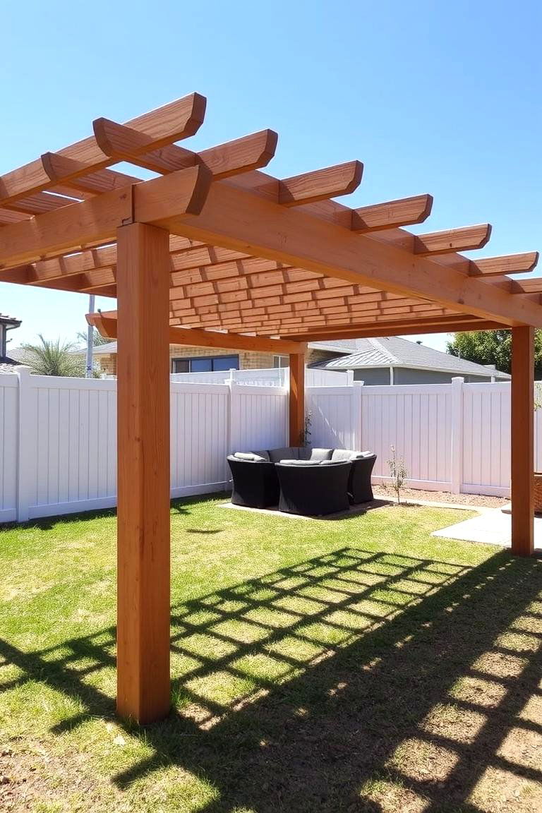 White Privacy Fence with Pergola Integration - 24 White Privacy Fence Ideas