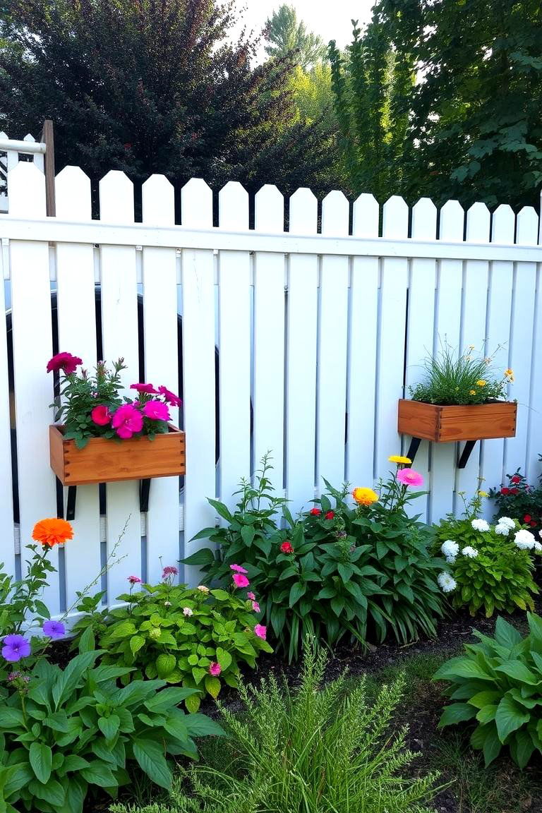 White Privacy Fence with Planter Boxes - 24 White Privacy Fence Ideas