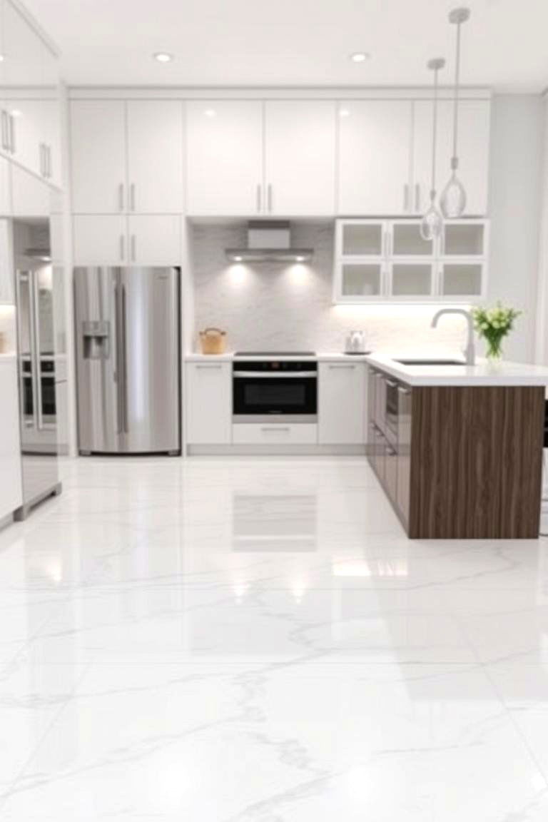 White Quartz Flooring - 24 White Kitchen Floor Ideas