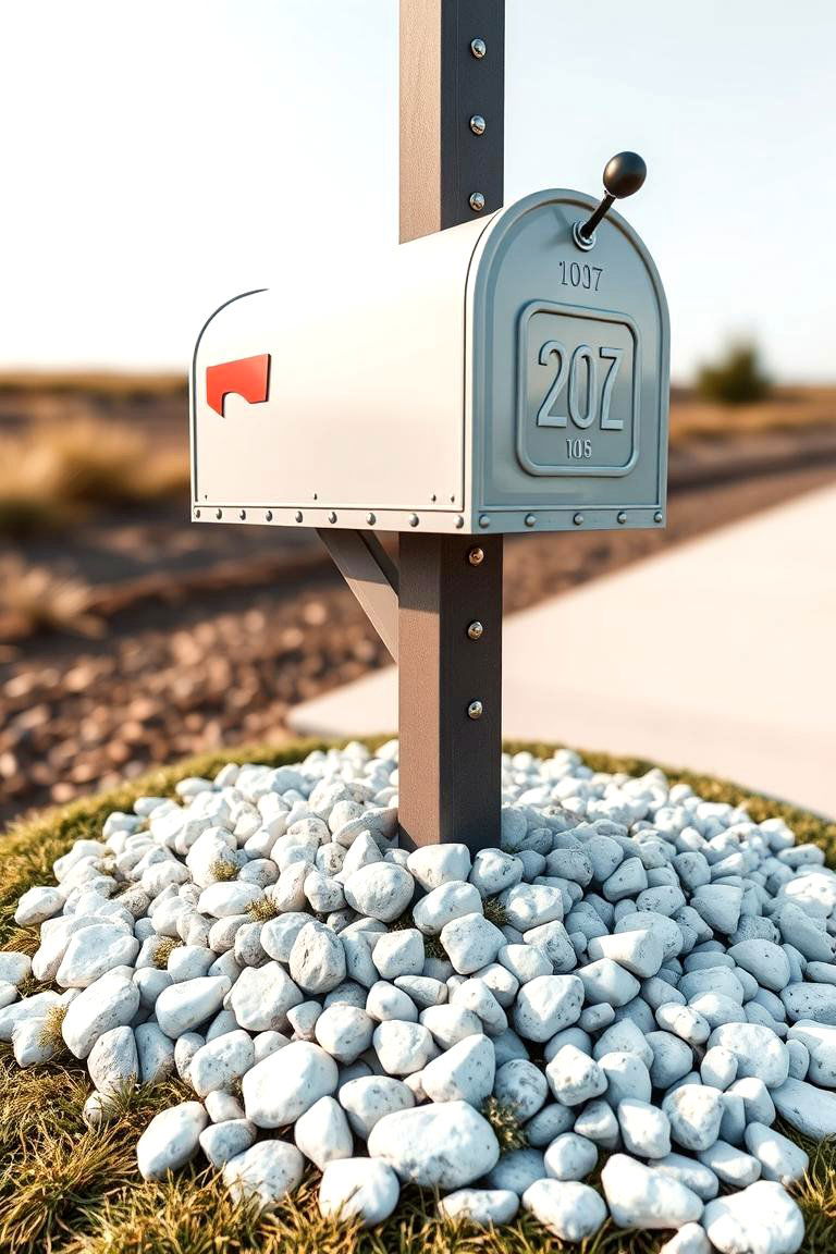White Rock Around Mailboxes and Posts - 24 White Rock Landscaping Ideas