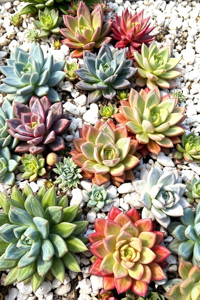 White Rock Integrated with Succulents - 24 White Rock Landscaping Ideas