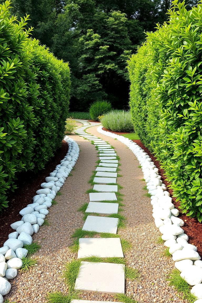 White Rock Pathway Border - 24 White Rock Landscaping Ideas