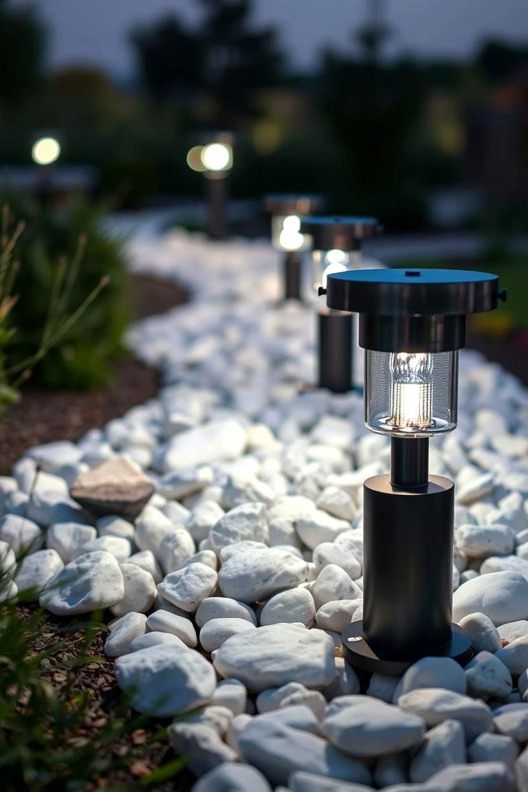 White Rock around Outdoor Lighting - 24 White Rock Landscaping Ideas