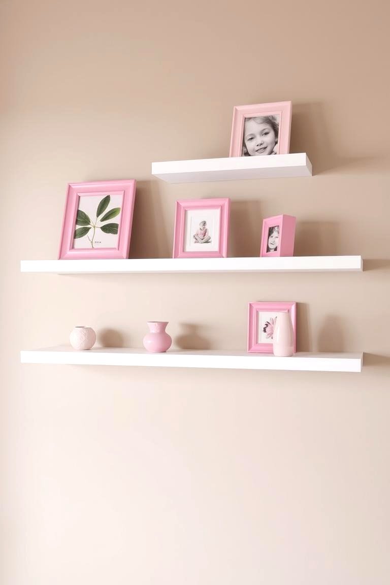 White Shelves with Pink Accents - 24 Pink and White Bedroom Ideas