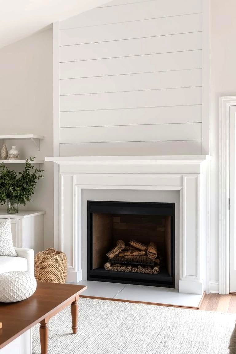 White Shiplap Serenity - 24 Shiplap Fireplace Ideas