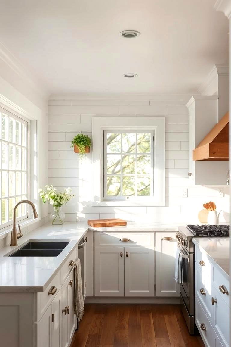 White Shiplap for a Coastal Feel - 24 Kitchen Backsplash Ideas