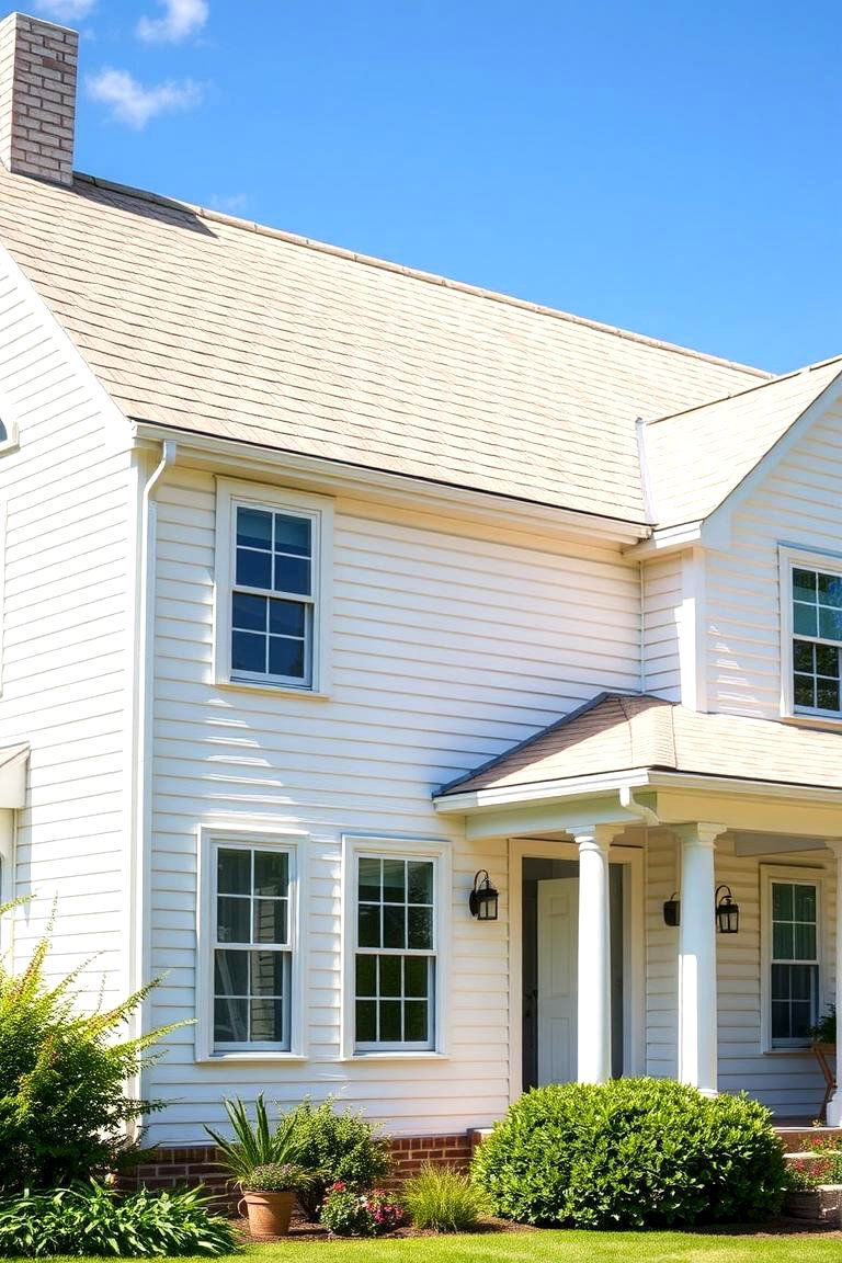 White Siding with Light Colored Roofing - 24 White Siding House Designs