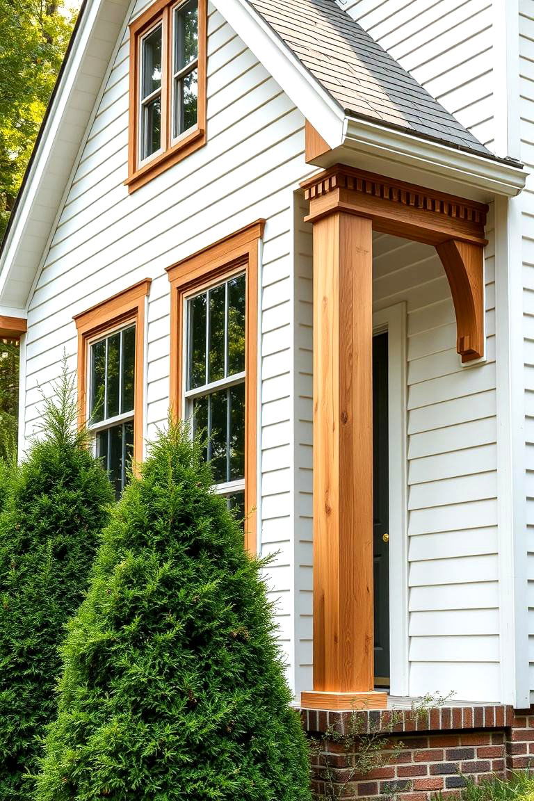 White Siding with Warm Wood Accents - 24 White Siding House Designs
