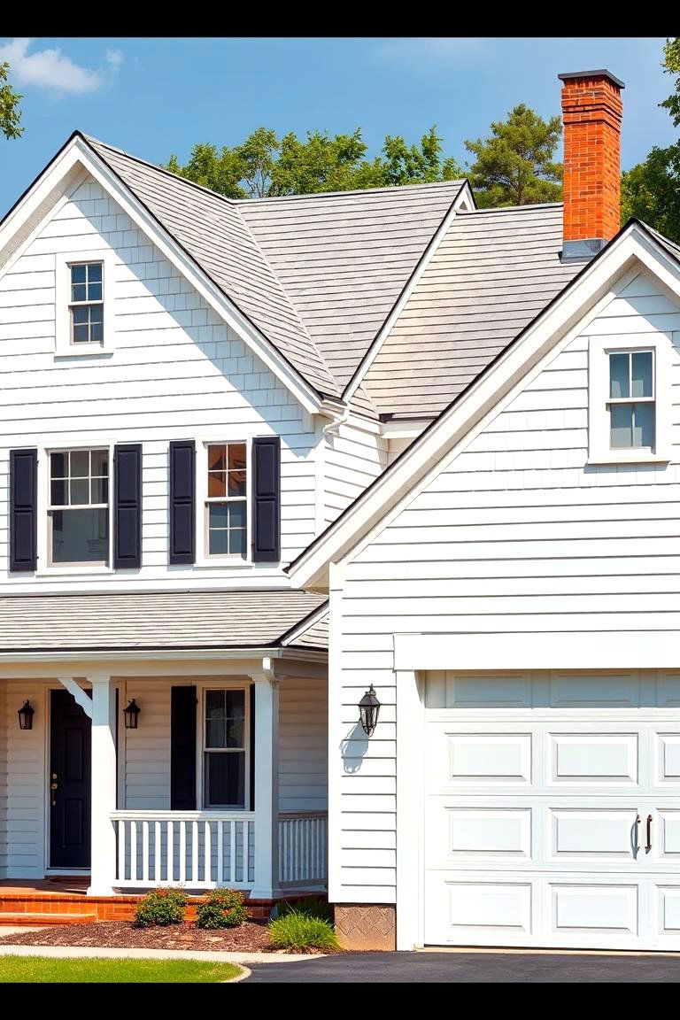 White Siding with a Detached Garage - 24 White Siding House Designs